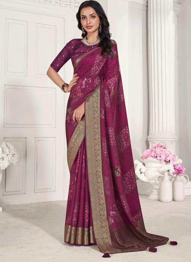 Viscose Silk Pink Festival Wear Weaving Saree